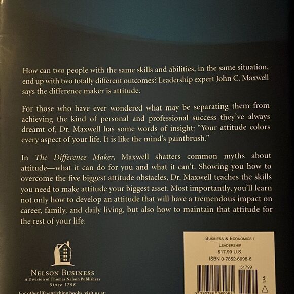 The Difference Maker: Making Your Attitude Your Greatest Asset Hardcover Book - Picture 4 of 6